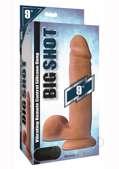 Big Shot Silicone Vibrating Remote Control Rechargeable Dildo with Balls 9in - Vanilla
