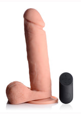 Big Shot Silicone Vibrating Rechargeable Dildo with Balls and Remote Control 9in - Vanilla