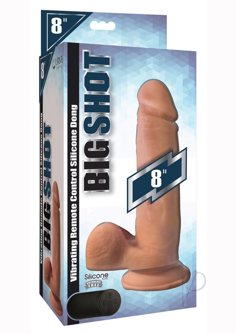 Big Shot Silicone Vibrating Remote Control Rechargeable Dildo with Balls 8in - Vanilla