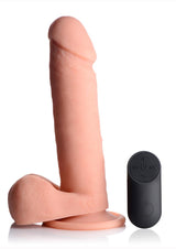 Big Shot Silicone Vibrating Rechargeable Dildo with Balls and Remote Control 8in - Vanilla