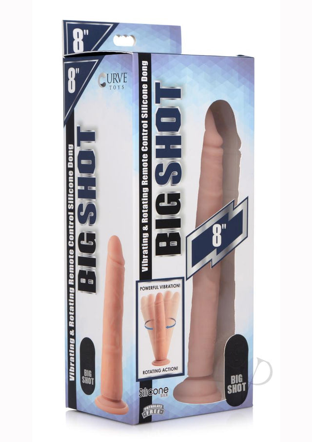 Big Shot Silicone Vibrating and Twirling Remote Control Rechargeable Dildo 8in - Vanilla