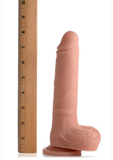 Big Shot Silicone Vibrating and Twirling Remote Control Rechargeable Dildo with Balls 8in - Vanilla