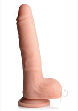 Big Shot Silicone Vibrating and Twirling Rechargeable Dildo with Balls and Remote Control 9in - Vanilla