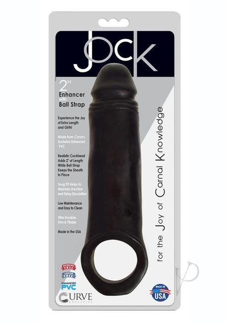 Jock Realistic Penis Enhancer with Ball Strap 2in - Black