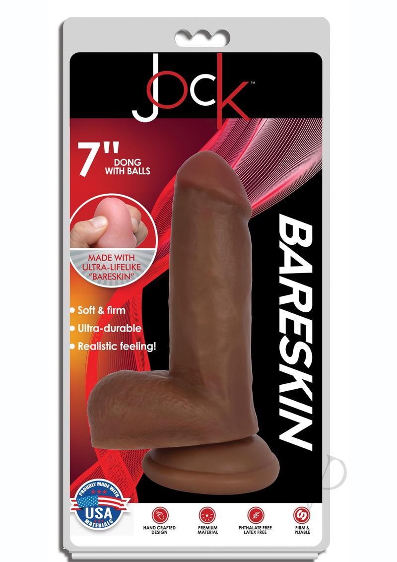 Jock Bareskin Realistic Dong with Balls 7in - Caramel