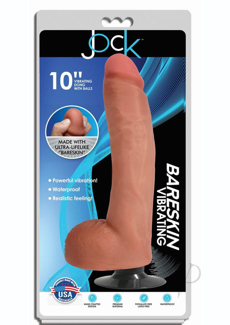 Jock Bareskin Realistic Vibrating Dong with Balls 10in - Vanilla