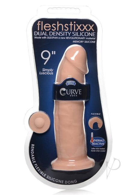 Fleshstixxx Dual Density Silicone Bendable Dong 9in - Vanilla