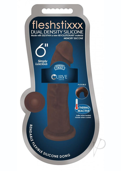Fleshstixxx Dual Density Silicone Bendable Dong 6in - Chocolate