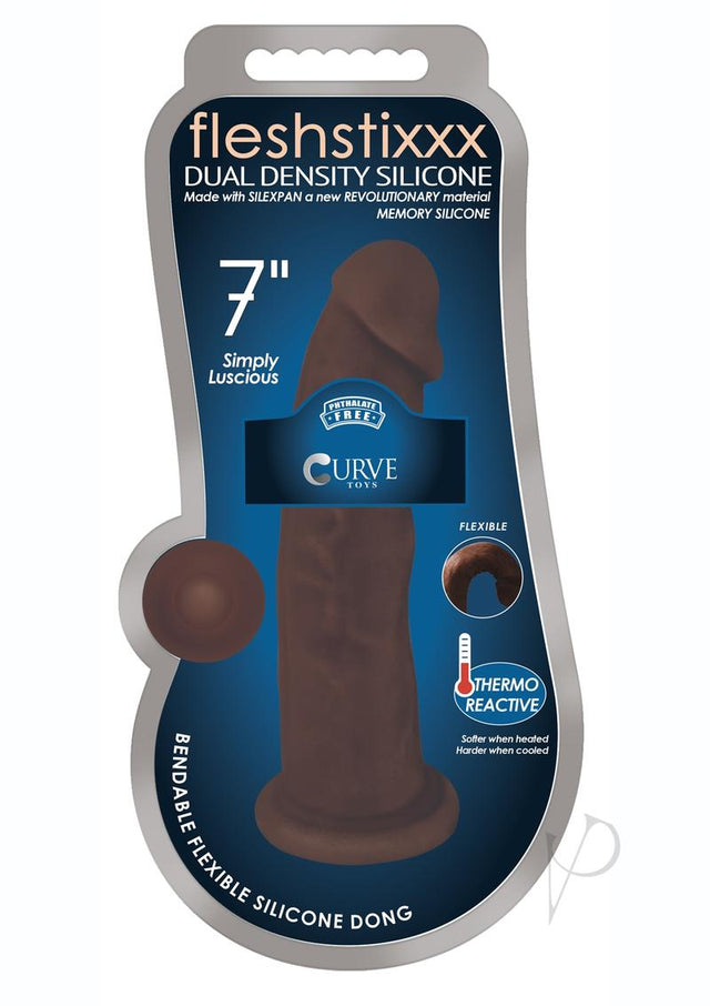 Fleshstixxx Dual Density Silicone Bendable Dong 7in - Chocolate