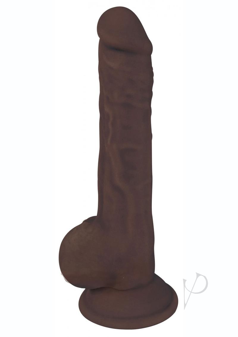 Fleshstixxx Dual Density Silicone Bendable Dong with Balls 9in - Chocolate