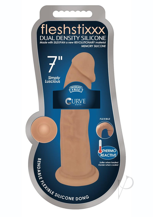 Fleshstixxx Dual Density Silicone Bendable Dong 7in - Caramel