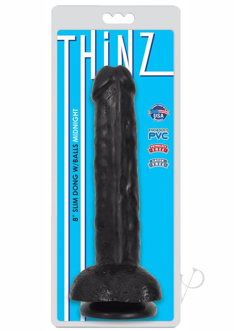 Thinz Slim Dong with Balls 8in - Black