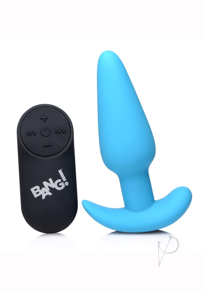 Bang! 21x Vibrating Silicone Rechargeable Butt Plug with Remote Control - Blue