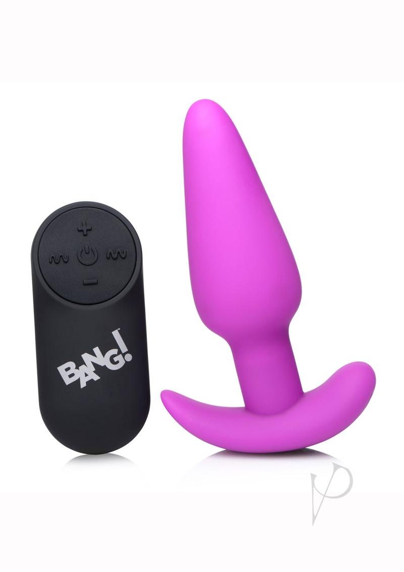 Bang! 21x Vibrating Silicone Rechargeable Butt Plug with Remote Control - Purple