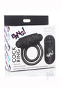 Bang! Silicone Rechargeable Cock Ring and Bullet with Remote Control - Black