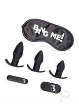 Bang! Backdoor Adventure Remote Controlled Rechargeable Silicone Butt Plug Kit (5 pc set) - Black