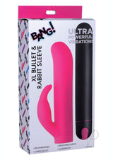 Bang! XL Bullet and Rabbit Silicone Sleeve Set - Pink/Black