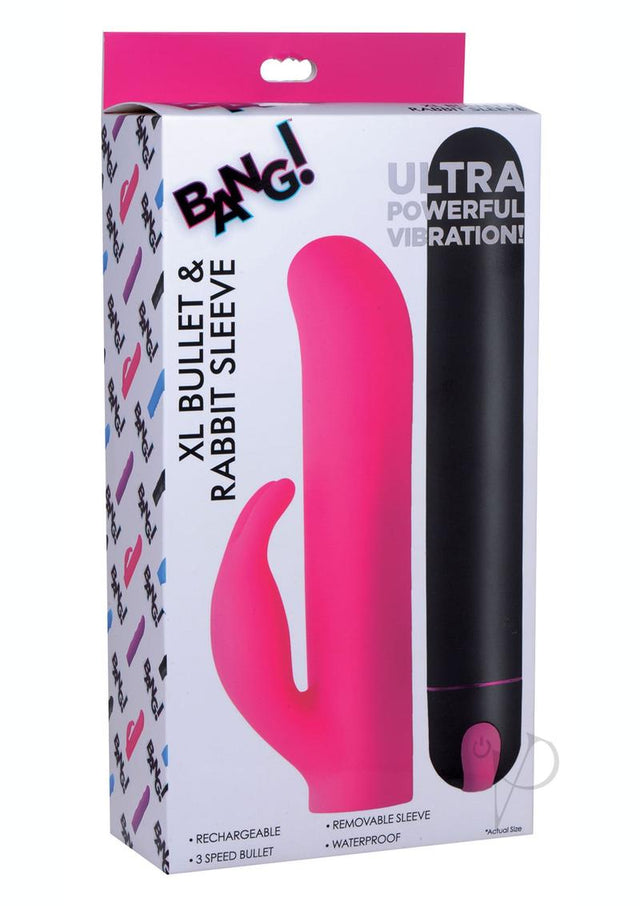 Bang! XL Bullet and Rabbit Silicone Sleeve Set - Pink/Black