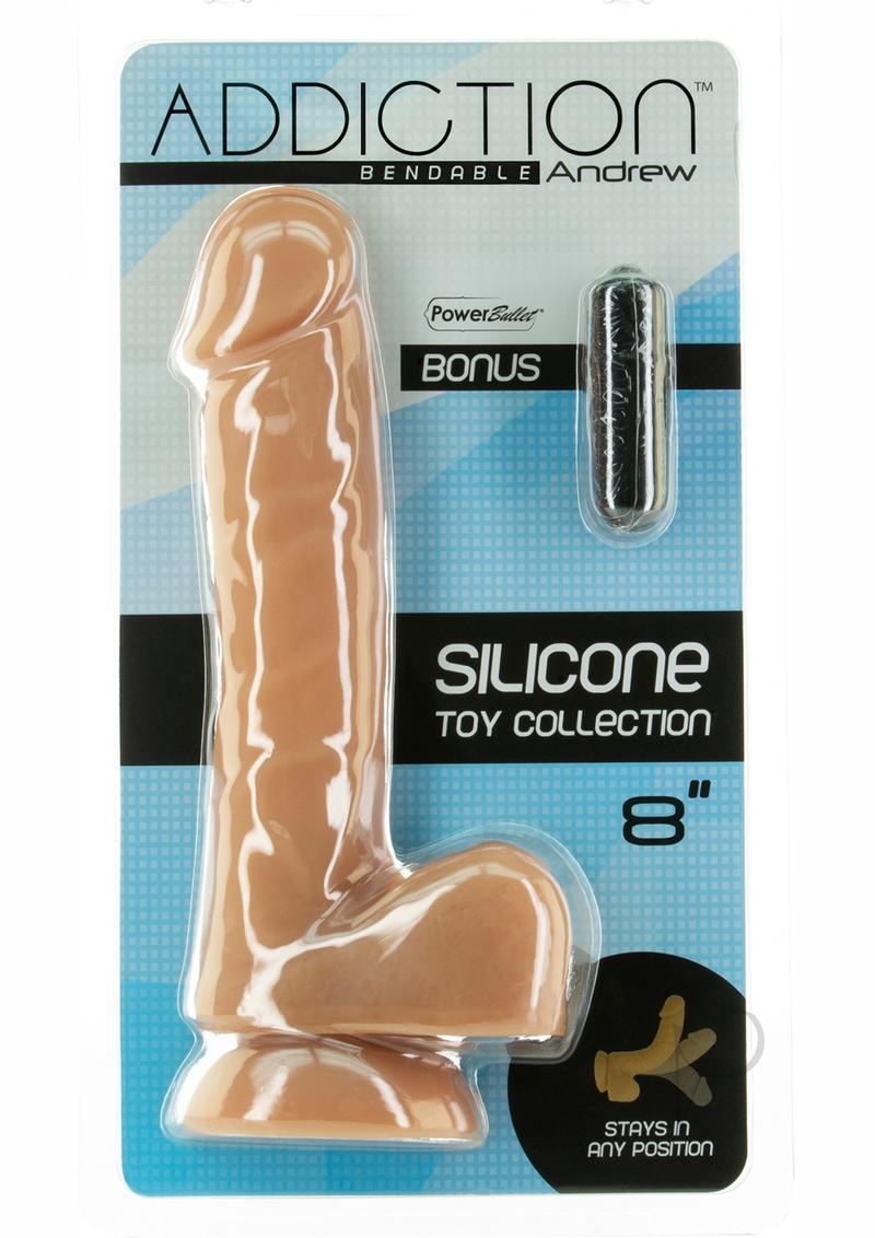 Addiction Andrew Silicone Bendable Dong 8in - Caramel