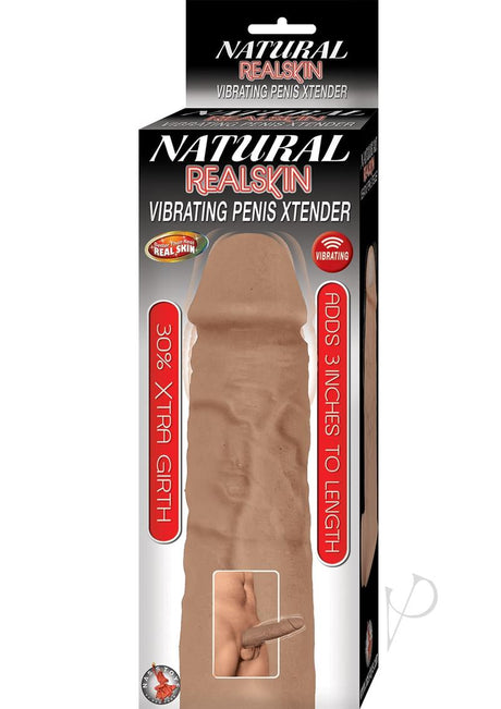 Natural Realskin Vibrating Penis Xtender - Chocolate