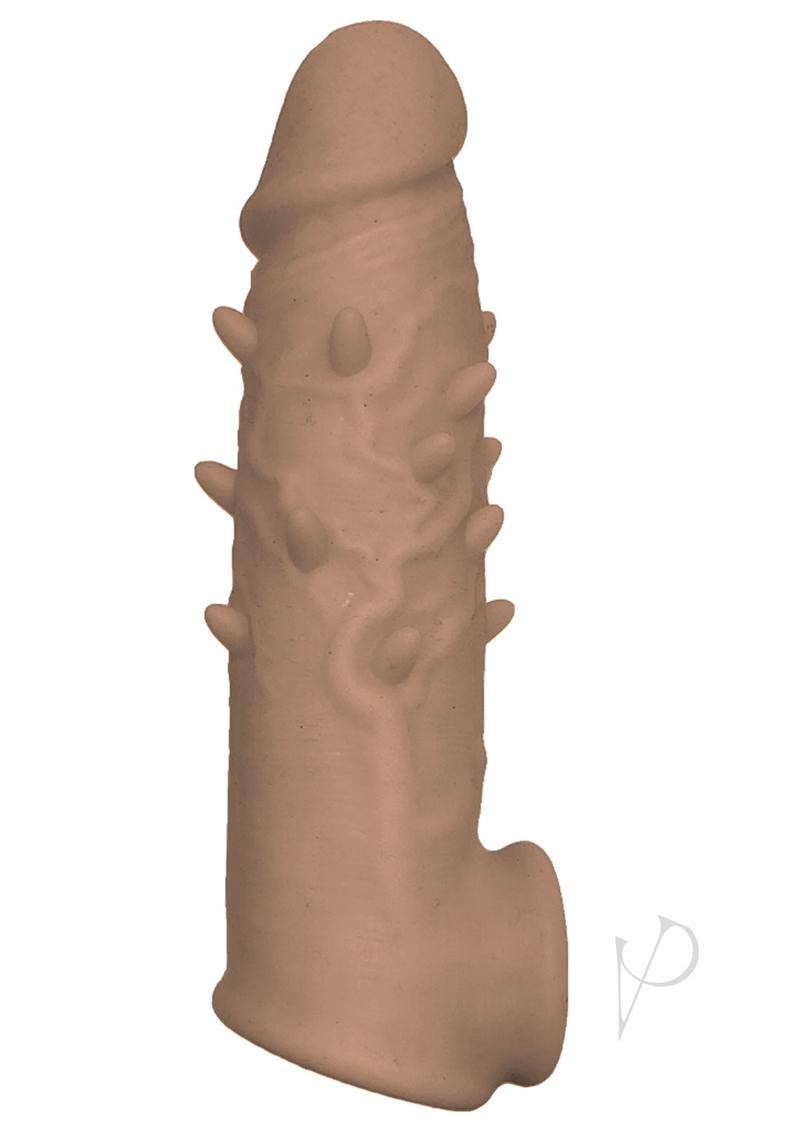 Natural Realskin Spiked Vibrating Penis Xtender - Chocolate