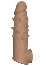 Natural Realskin Spiked Vibrating Penis Xtender - Chocolate