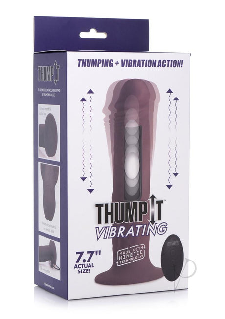 Thump It 7x Remote Control Vibrating and Thumping Silicone Rechargeable Dildo - 7.7in - Chocolate