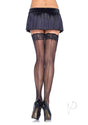 Leg Avenue Sheer Stocking with Backseam and Lace Top - O/S - Black