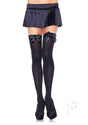 Leg Avenue Nylon Thigh High with Bow - Plus Size - Black