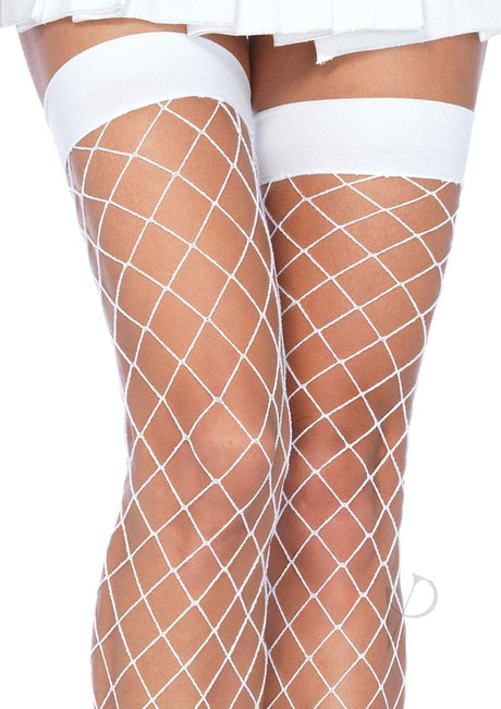 Leg Avenue Fence Net Thigh High - Plus Size - White