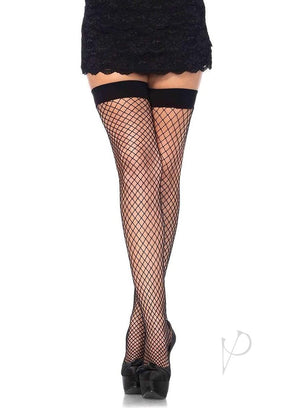 Leg Avenue Lycra Industrial Fishnet Thigh High - Plus Size - Black