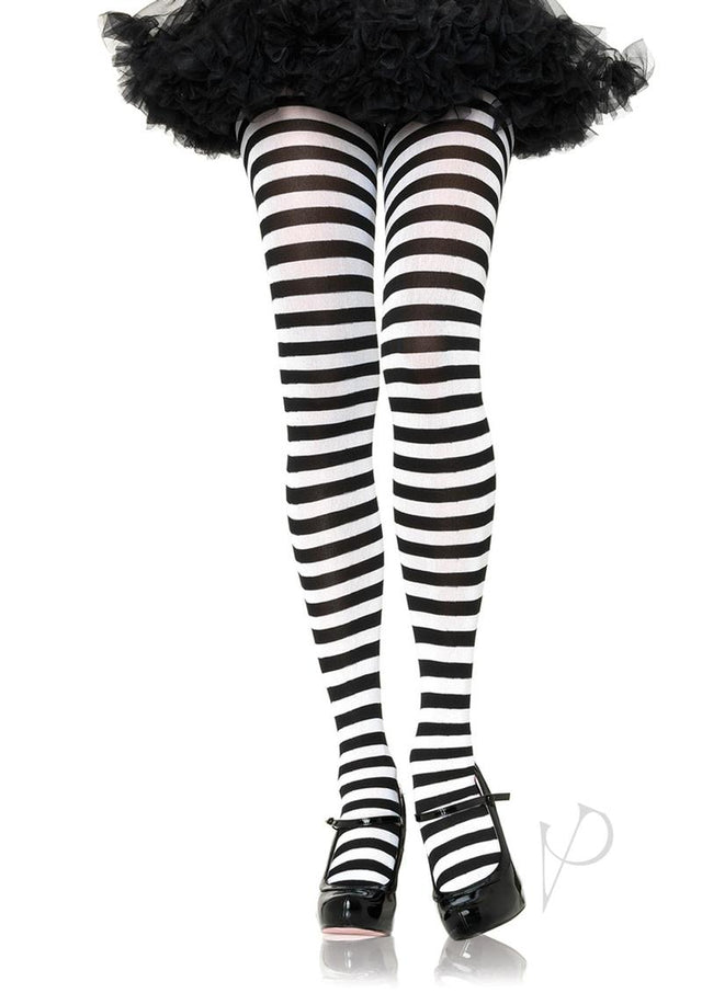 Leg Avenue Striped Tights - Plus Size - Black/White