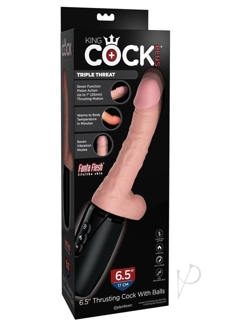 King Cock Plus Thrusting Cock with Balls 6.5in - Vanilla