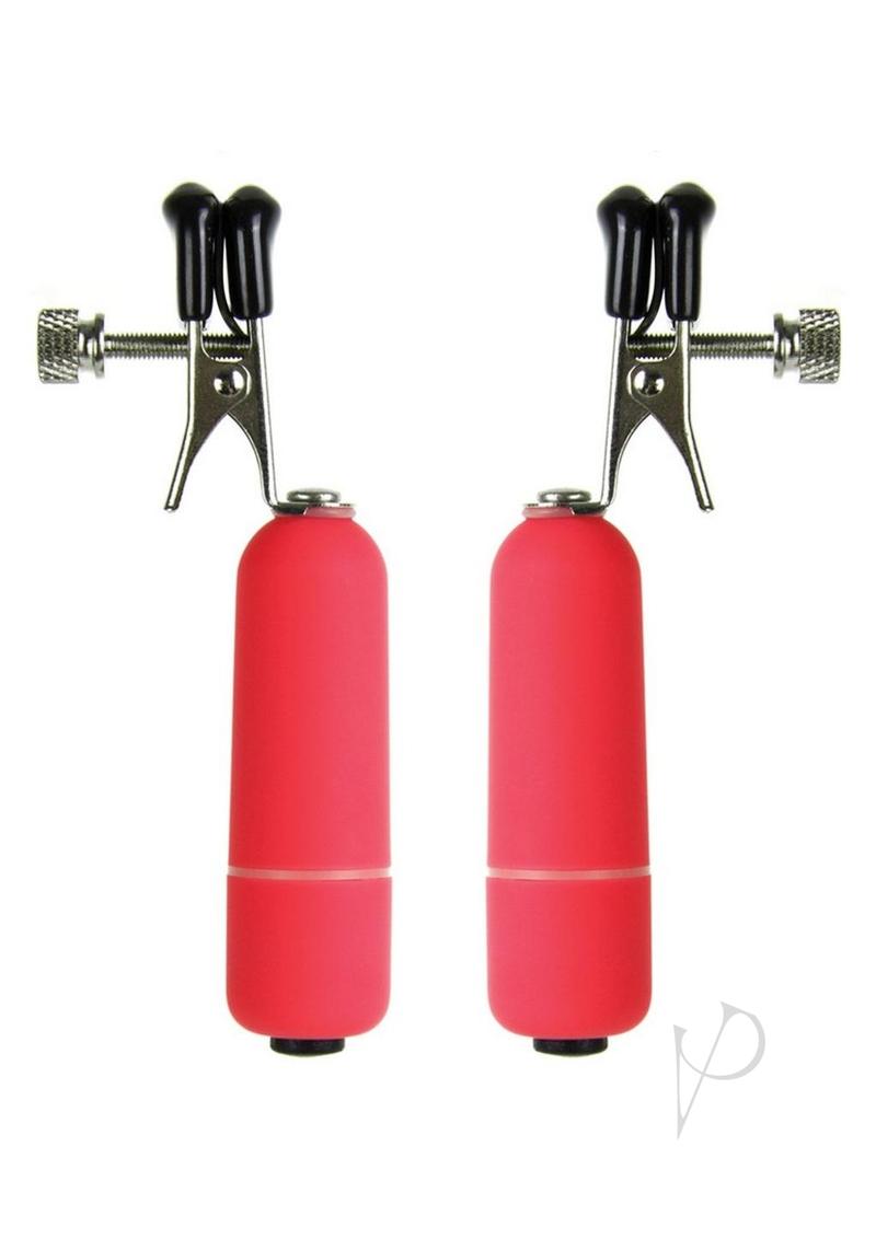 Ouch! Vibrating Nipple Clamps - Red