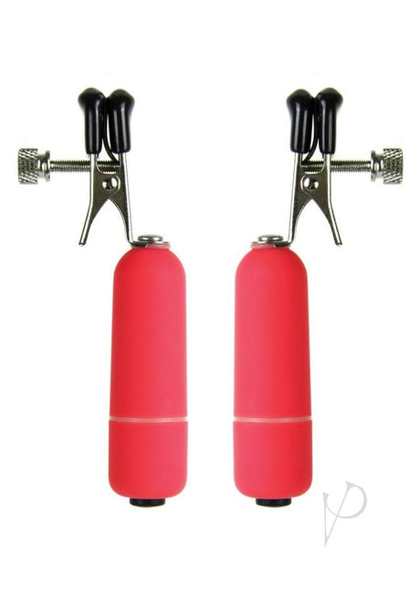 Ouch! Vibrating Nipple Clamps - Red