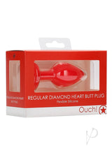 Ouch! Diamond Heart Butt Plug - Regular - Red