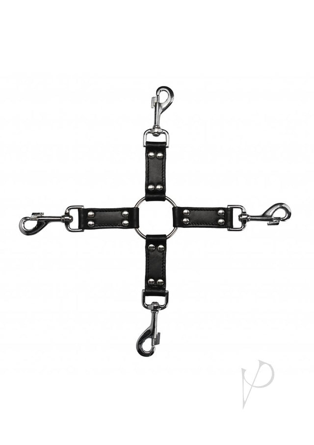 Ouch! Pain 4-Way Leather Hogtie Cross - Black