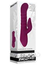 Lovely Lucy Rechargeable Silicone Dual Vibrator with Clitoral Stimulator - Red