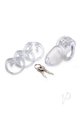 Master Series Clear Captor Chastity Cage with Keys - Large - Clear