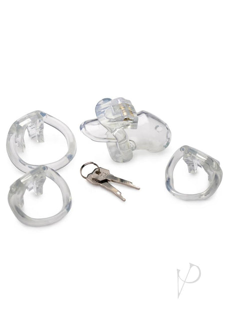 Master Series Clear Captor Chastity Cage with Keys - Small - Clear