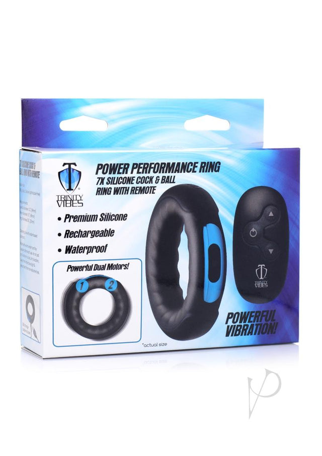 Trinity Men Remote Control 7x Rechargeable Silicone Cock Ring - Black