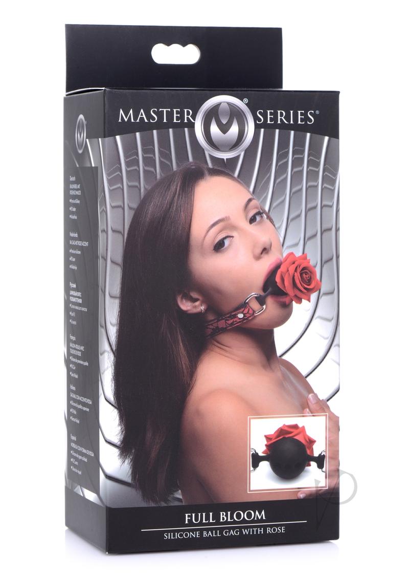 Master Series Silicone Ball Gag with Rose - Red/Black