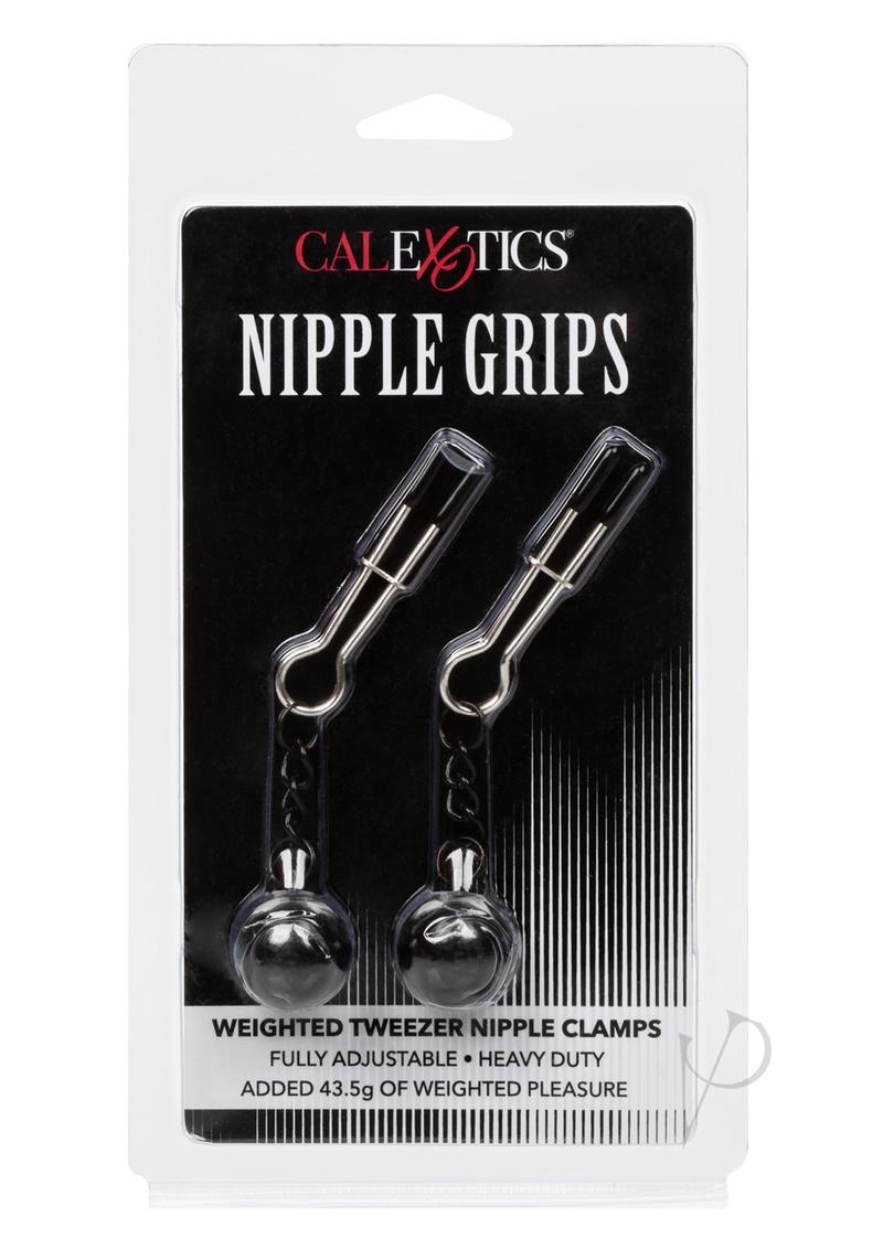 Nipple Grips Weighted Tweezer Nipple Clamps - Silver/Black