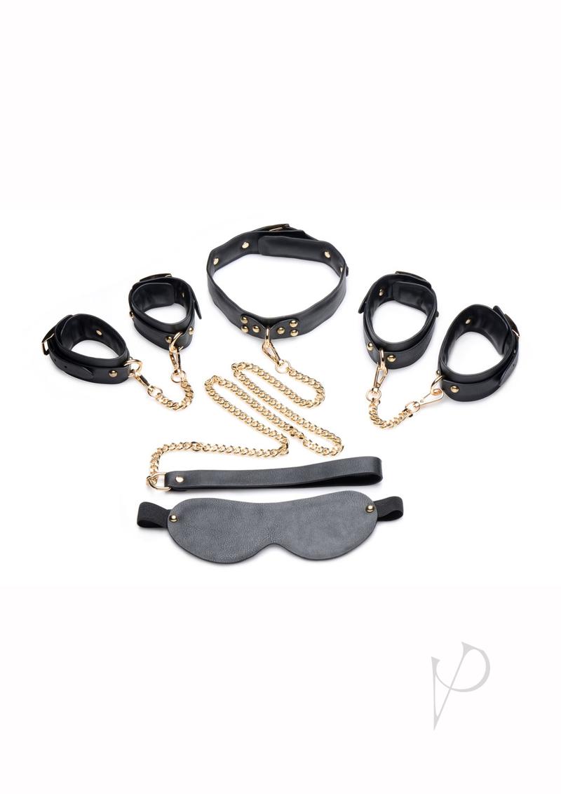 Master Series Golden Submission Bondage Set (4 Piece Kit) - Black/Gold