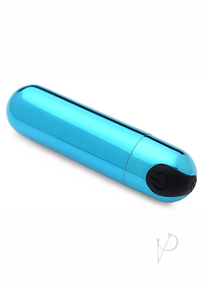 Bang! 10X Vibrating Metallic Rechargeable Bullet Vibrator - Blue