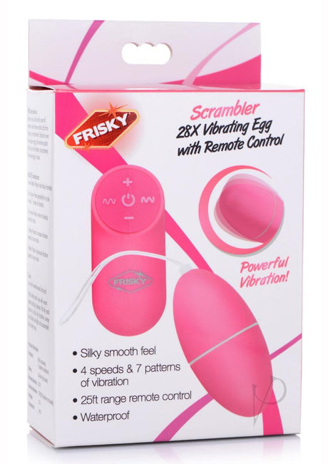 Frisky Scrambler 28X Rechargeable Vibrating Egg with Remote Control - Pink