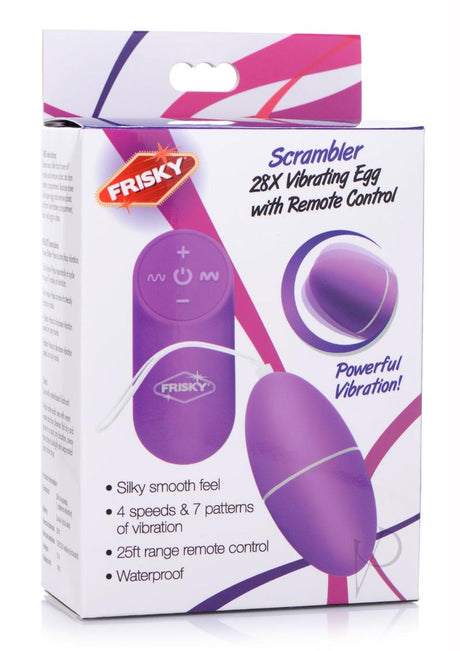 Frisky Scrambler 28X Rechargeable Vibrating Egg with Remote Control - Purple