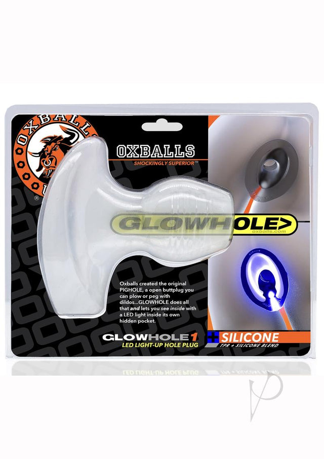 Glowhole 1 Light Up Hollow Silicone Buttplug - Small - Cool Ice