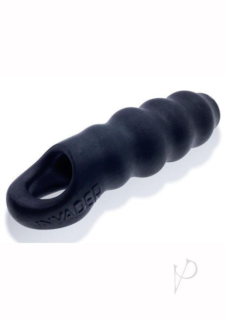 Invader Rippled Open-Ended Silicone Cocksheath Extender - Black/Frost