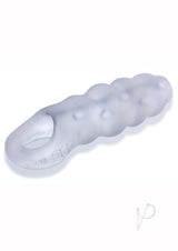 Invader Rippled Open-Ended Silicone Cocksheath Extender - Clear/Frost